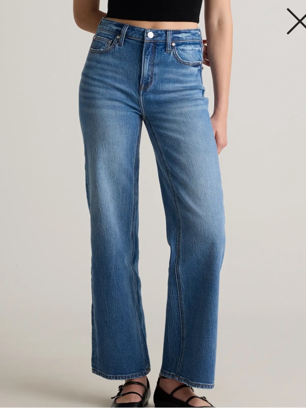 Quince Women's Straight Leg Jeans in Medium Blue Wash